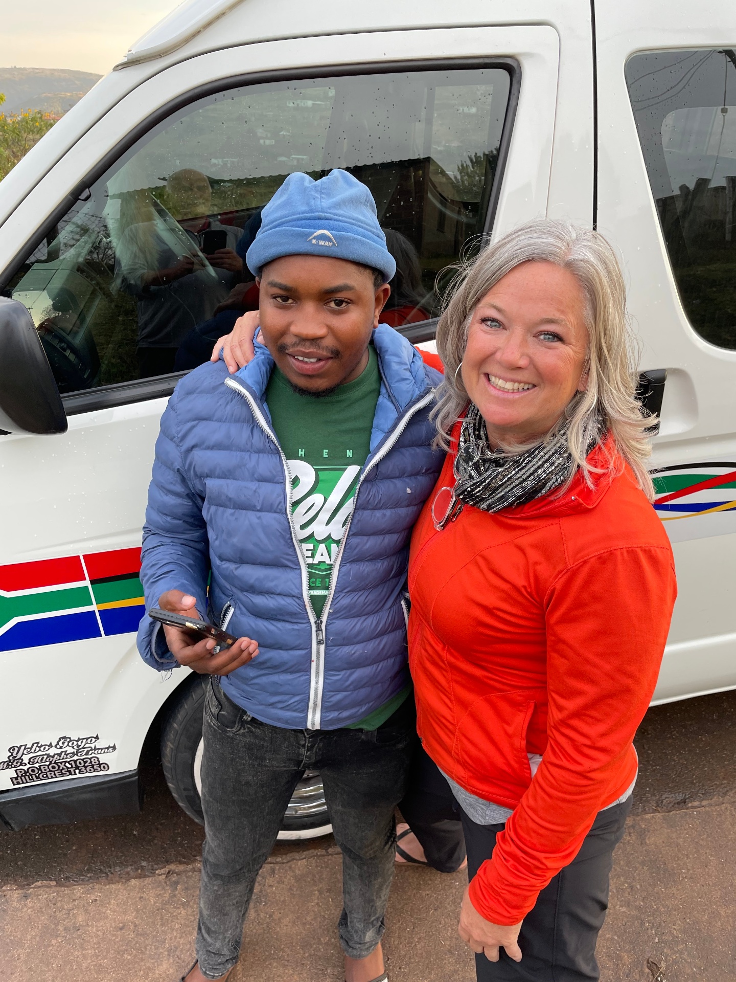 Joe today, standing with a friend by his taxi in Ntshongweni